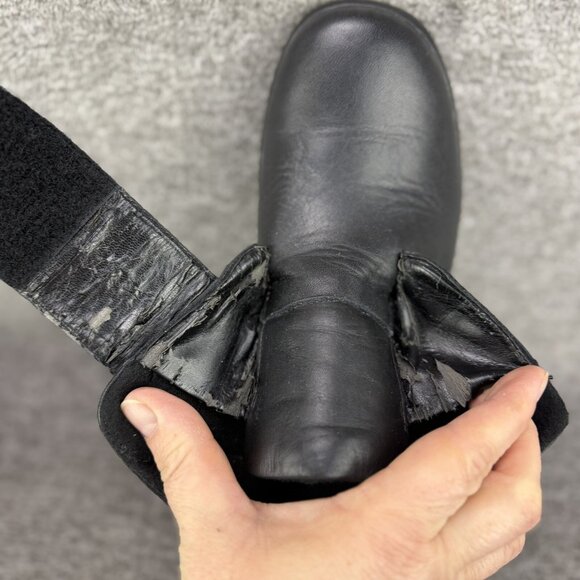 ✅Joseph Stewart Black Leather Fleece Lined Ankle Booties Women's 7 Wide*PEELING - Picture 7 of 11